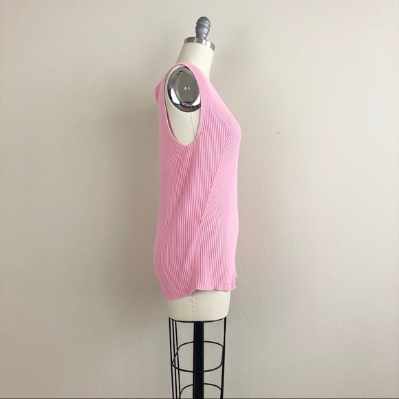 Ellen Tracy Pink Ribbed Knit Sleeveless Sweater - Picture 2 of 4